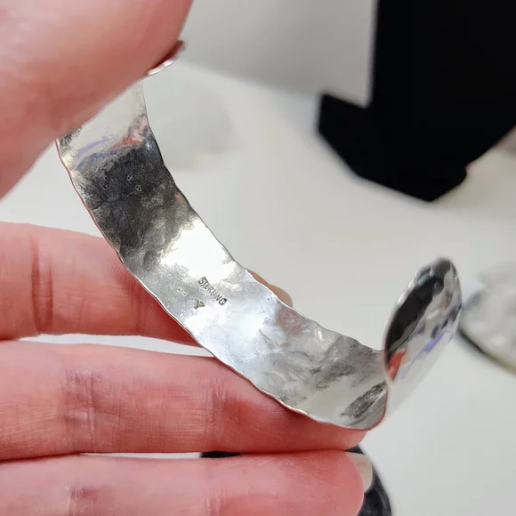 Gail Bird/Yazzie Johnson Personalized EVA Sterling Silver Hammered Cuff Bracelet - Picture 5 of 10